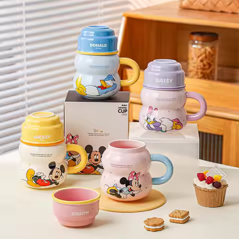 anime Mickey Minnie Mug Donald Duck ceramics Daisy Duck Gourd cup High appearance With handle Cup li