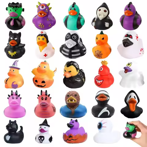 5Pcs Bulk Novelty Halloween Rubber Duck Pet Toys - Squeaky Interactive Floating Playthings for Dogs/
