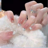 2026 Handmade Wearable Nails Cute Miffy Korean French Manicure Nails ins Short Whitening Wearable Na