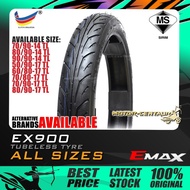 TAYAR MOTORSIKAL EMAX (E-MAX) EX900 TUBELESS TYRE 50, 60, 70, 80, 90 -14, 17 (BUNGA TAJAM TT9 PATTER