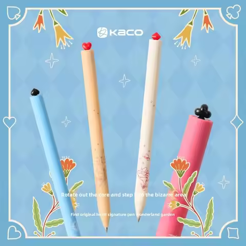 KACO "Chuxin Qijing Garden" Series Gel Pen, 4-Pack | Stylish Retractable Black Gel Pen (0.5mm) | Sta