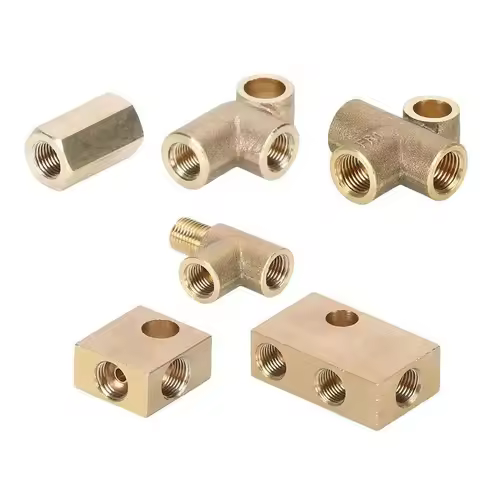 Car Brake Pipe Line Extension Brass Connector Joint 2 3 4 Ways T Block M10X1 M12X1 M12X1.25 Moto Bra