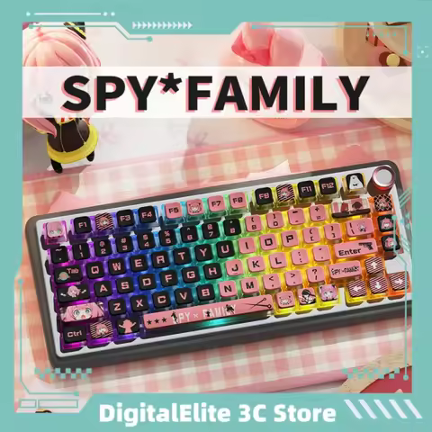 Spy Family Anime Theme Keycaps 122key Four Sided Transparent Crystal Thermal Sublimation Pbt Customi