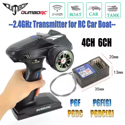 DUMBORC X6 X4 2.4G 4CH 6CH Transmitter P6F P6FG P6DCG Gyro Receiver LED Light for 1/10 1/8 RC Car Cr