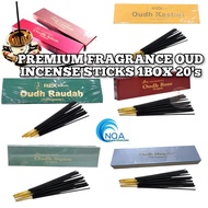 PRIME FRAGRANCE INCENSE STICKS OUD MOD, OUD KASTURI, OUD RAUDAH 18'S 'STICK 50G (1BOX)