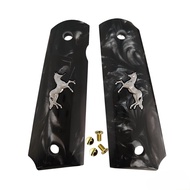1911 Grips Full SizeBlack pearl with Silver HorseFits ColtKimberSpringfieldRemingtonRock IslandGover