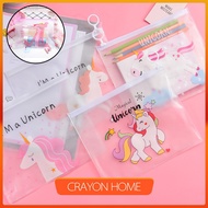 Ohaya Unicorn Zipper Pencil Case Stationery Transparent Travel Cosmetic Storage Bag File Bag