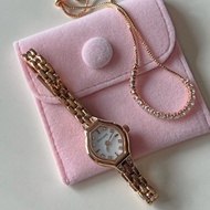 Oval Rosegold Watch + Tennis Bracelet Rosegold