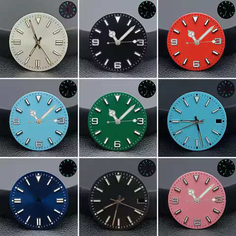 28.5MM single/no calendar blue-green illuminated dial with hands suitable for N H35/2815/2836/2824 m