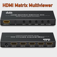 HDMI Matrix พร้อม Multiviewer 4K HDMI Quad Multi-Viewer Matrix 4X2 HDMI Multiviewer Switch 4X1 Quad Seamless Switcher HDMI Multiviewer พร้อม Dual Monitor สำหรับ PS5 Xbox PS4 Apple TV PC แล็ปท็อป