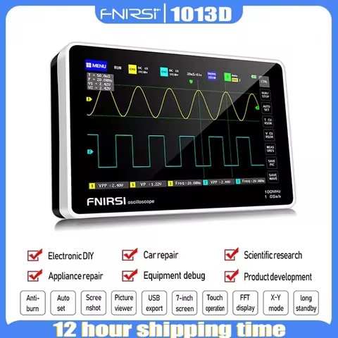 FNIRSI 1013D Digital Tablet Oscilloscope Dual Channel 100M Bandwidth 1GS Sample Rate Capacitive Touc
