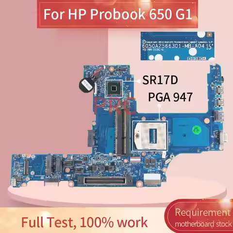For HP Probook 640 G1 650 G1 Laptop Motherboard 6050A2566301 HM86 SR17D DDR3 744007-001 744007-501 N