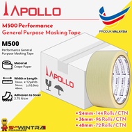 APOLLO M500 GP MASKING TAPE 12 YARD 24MM 36MM 48MM / GENERAL PURPOSE MASKING TAPE / 36MM MASKING TA