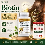 Trorexl Original Biotin 10000mcg Hair Nutrition Rambut Lebat Kuat Kulit & Kuku Sihat 60pcs Dietary S