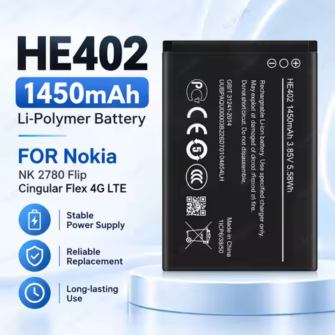 HE402 1450mAh Battery Replacement for Nokia NK 2780 Flip Cingular Flex 4G LTE Li Polymer Rechargeabl