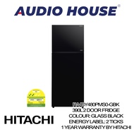HITACHI R-VGY480PMS0-GBK  390L 2 DOOR FRIDGE (GLASS BLACK) ***1 YEAR HITACHI WARRANTY***