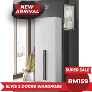 SMASIS ELVIS 2 Doors Wardrobe with Shelf / Kabinet Baju / Putih / Almari Pakaian Budak / Almari Baju