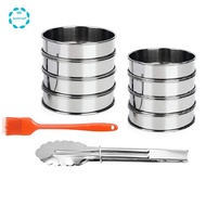 8PCS English Muffin Rings 8/10CM Stainless Steel Crumpet Tart Rings - Double Rolled Round Pastry Rin