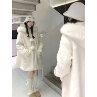 A & Q Snowball Elf Jacket - Warm Fur Collar Wool Jacket with Horn Buckle