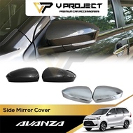 Toyota Avanza F650 Facelift (2019-2023) Side Rearview Mirror Cover Carbon Chrome Protector Trim Stic