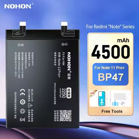 NOHON BP47 Battery for Xiaomi Redmi Note 11 Pro Plus 11E 10 9 Pro 4G 5G 8 8T 7 6 BN53 BN59 BN5C BN5A