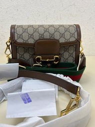 古馳 Gucci 1955 mini馬鞍包 GG老花拼皮 黑標040 18cm