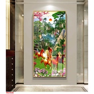 (60x1m2) Tranh Đính Đá Pha Lê Mã Đão - trang trí decor tráng gương kết hợp đá cao cấp