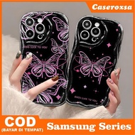 Samsung A03S A02S A05S A13 4G A23 Softcase Wave Sparkling Fuchsia Butterfly 3D Camera bump Protectio