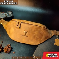 Crazy Horse Genuine Leather Men's Waist Bag - Crazy Horse Brown, All Sizes