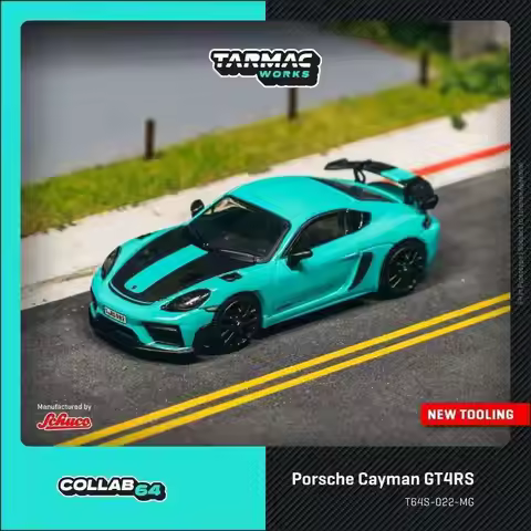 PreSale TW 1:64 Porsche Cayman GT4 RS Mint Green Diecast Car Model Collection Toys Tarmac Works