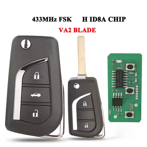 jingyuqin VA2 433mhz FSK Remote Folding 2/3 Buttons Car Key Shell For Toyota COROLLA PRADO RA4 Levin