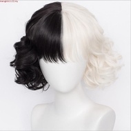cos wig 101 loyal dog Cruella de Vil Kuyla black and white witch color matching small short curly ha