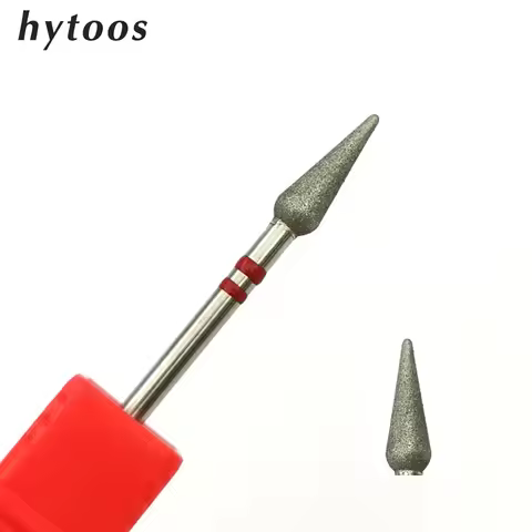 HYTOOS Cone Nail Drill Bits Fine Diamond Cuticle Clean Burr Russian Mills Electric Manicure Drills N