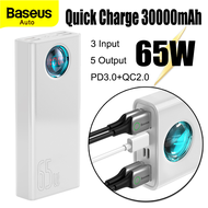 Baseus 65W Power Bank 30000mAh PD Quick Charge FCP SCP Powerbank Portable External Charger For Smartphone Laptop Tablet