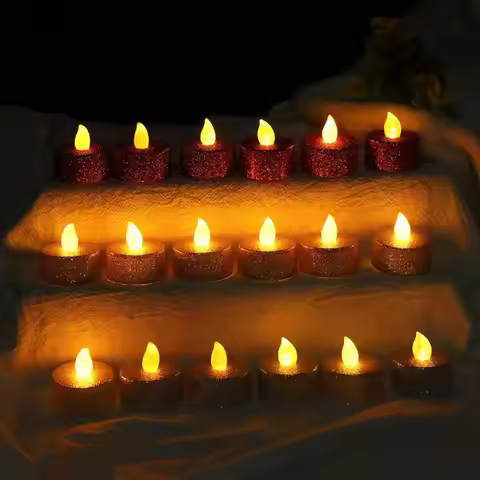 Warm Light Cute with Glitter Mini Halloween Ornament Diwali Candles Flameless Candles Tea Lights Can