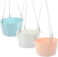 Levemolo Hanging Flower Pots Indoor Succulents Plants 3 Sets Hanging Basket Basin Nordic Pp Green Di