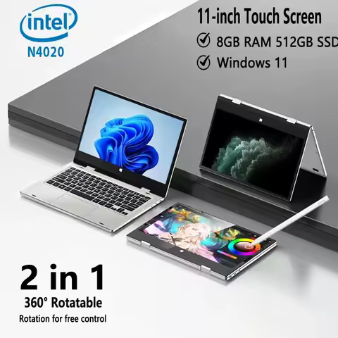 11.6-Inch 2-in-1 Touchscreen Intel Laptop Tablet Windows 11 Pro 8GB DDR4 RAM 128GB/256GB/512GB SSD P