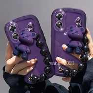 2023 Hot Deals Phone Case OPPO A78 5G A17 A17k Fashion Affordable Purple Bear Bracelet Casing Lens P