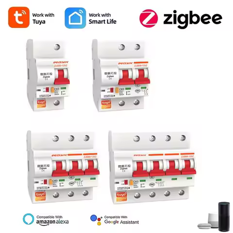 Zigbee 3.0 Tuya Smart Circuit Breaker ZJSB9 1P 4P Smart Voice Timer Switch, Smart Home Remote Contro