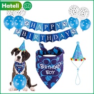 [HATELI]Pet Birthday Decoration Dog Birthday Pull Flag Saliva Balloon Birthday Hat Set Dog Birthday 