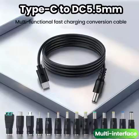 Type-c to DC 5V Power Cord Switch Charging Cable With 14 Extra Interchangeable Multi-Functional Plug