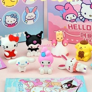 Sanrio Eraser Blind Bag,Cartoon Cute Sanrio 3D Eraser,Mystery Box Hello Kitty Appearance Detachable Eraser,Correction Tool Kuromi Eraser