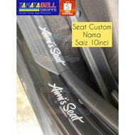 Sticker custom nama untuk seat kereta/nama di seat/sticker di tempat duduk kereta/seat name customiz