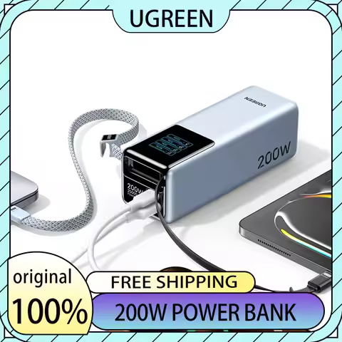 UGREEN Nexode 200W Power Bank 25000mAh Retractable Cable 100W Max 4 Ports Portable Charger for Xiaom