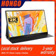 HONGO 14 inch Portable Monitor 2K 2560*1660p 16:10 Resolution 100% RGB USB Type-C QHD Portable Monitor Cheap price IPS U