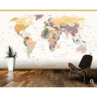 Custom wallpaper stickers, World Map Vintage 3D cartoon wallpaper,children's room living room tv sof