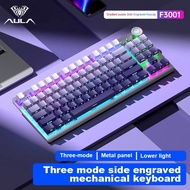 AULA F3001 Mechanical Keyboard Bluetooth Wireless Three Mode Metal Panel  Injection Molding Cool Bac