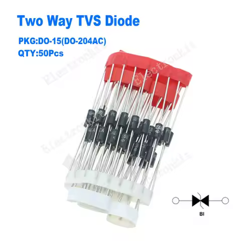50pcs/lot Two Way TVS Diode DO-15 P6KE10CA P6KE12CA P6KE18CA P6KE22CA P6KE39CA P6KE47CA P6KE51CA P6K
