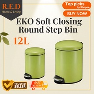RED - EKO Round Step Dustbin 12L | Trash Bin | Waste Bin | Soft Closing