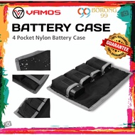 Vamos Camera Battery Pouch Case, 4 Pocket Nylon DSLR Battery Case Holder Storage Bag for AAA, Camera